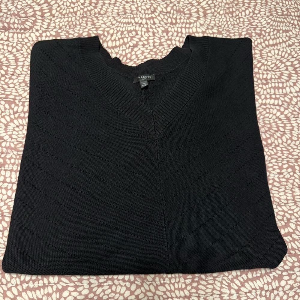 Talbots Black Knit Sweater 1/4 Sleeve